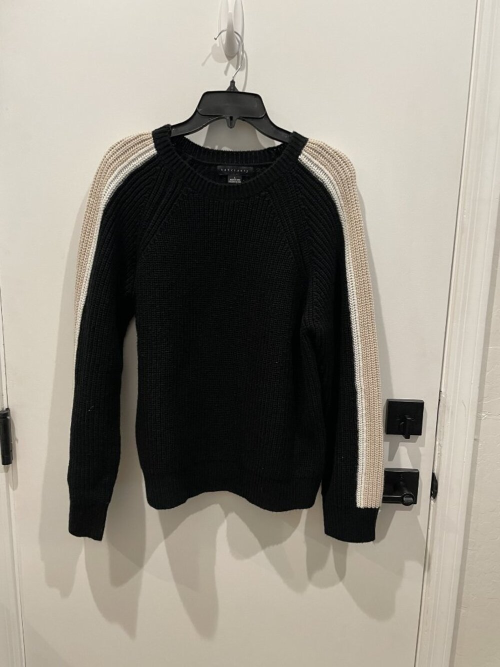 Sanctuary crew neck pullover sweater - Size Large - Black, White, & Tan